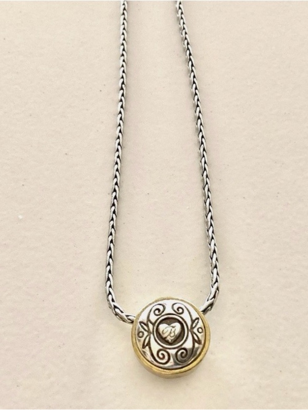 Brighton Two-Tone Pendant Necklace with Light Blue Crystal - Picture 3 of 3